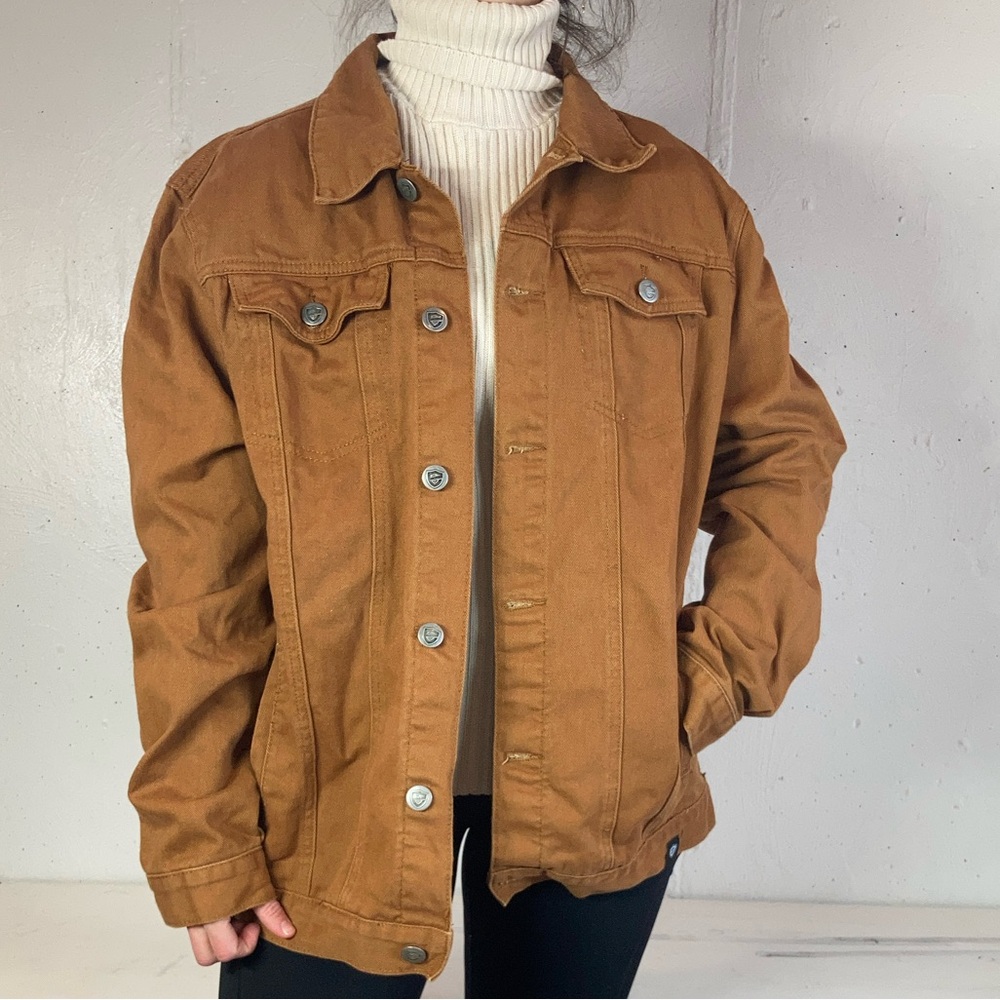 Tan Canvas Denim Button Down Jacket - image 5